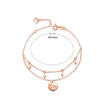 Load image into Gallery viewer, 925 Sterling Silver Plated Rose Gold Fashion Simple Star Geometric Round Double Layer Bracelet with Cubic Zirconia