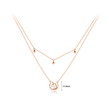 Load image into Gallery viewer, 925 Sterling Silver Plated Rose Gold Fashion Creative Unicorn Moon Pendant with Cubic Zirconia and Double Layer Necklace