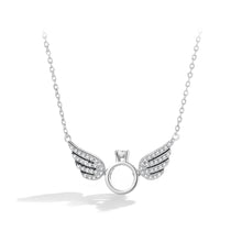 Load image into Gallery viewer, 925 Sterling Silver Fashion Temperament Angel Wings Pendant with Cubic Zirconia and Necklace
