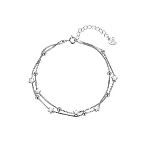 925 Sterling Silver Simple Temperament Star Double Layer Bracelet