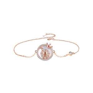 925 Sterling Silver Plated Rose Gold Fashion Temperament Twelve Constellation Leo Geometric Bracelet with Cubic Zirconia