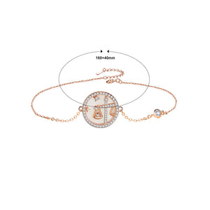 925 Sterling Silver Plated Rose Gold Fashion Temperament Twelve Constellation Libra Geometric Bracelet with Cubic Zirconia