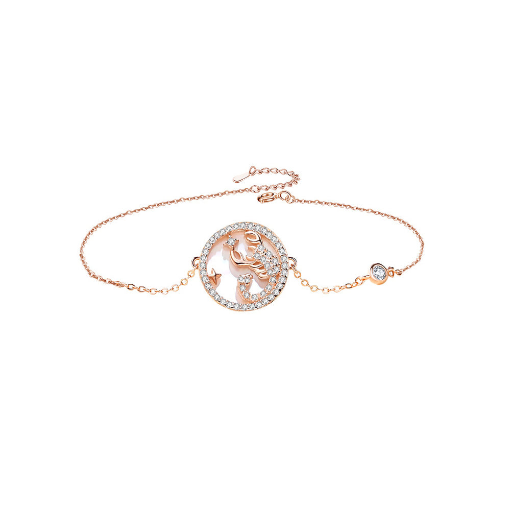 925 Sterling Silver Plated Rose Gold Fashion Temperament Twelve Constellation Scorpio Geometric Bracelet with Cubic Zirconia