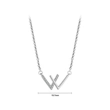 Load image into Gallery viewer, 925 Sterling Silver Simple Alphabet W Pendant with Cubic Zirconia and Necklace