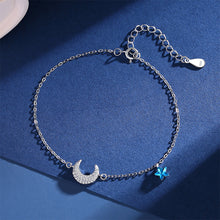 Load image into Gallery viewer, 925 Sterling Silver Fashion Simple Moon Star Bracelet with Cubic Zirconia