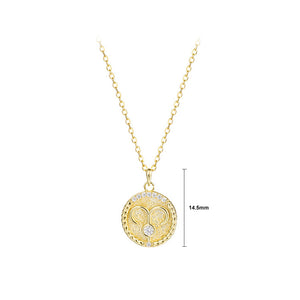 925 Sterling Silver Plated Gold Fashion Simple Twelve Constellation Aries Geometric Pendant with Cubic Zirconia and Necklace