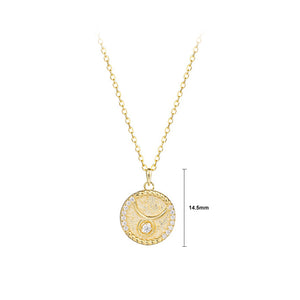 925 Sterling Silver Plated Gold Fashion Simple Twelve Constellation Taurus Geometric Pendant with Cubic Zirconia and Necklace