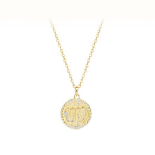 Load image into Gallery viewer, 925 Sterling Silver Plated Gold Fashion Simple Twelve Constellation Virgo Geometric Pendant with Cubic Zirconia and Necklace
