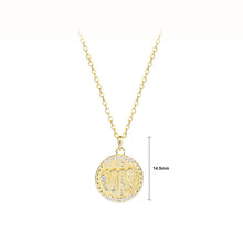 Load image into Gallery viewer, 925 Sterling Silver Plated Gold Fashion Simple Twelve Constellation Virgo Geometric Pendant with Cubic Zirconia and Necklace