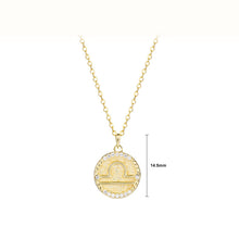 Load image into Gallery viewer, 925 Sterling Silver Plated Gold Fashion Simple Twelve Constellations Libra Geometric Pendant with Cubic Zirconia and Necklace