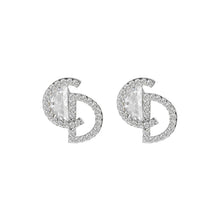 Load image into Gallery viewer, 925 Sterling Silver Simple Creative Alphabet CD Stud Earrings with Cubic Zirconia