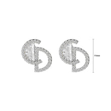 Load image into Gallery viewer, 925 Sterling Silver Simple Creative Alphabet CD Stud Earrings with Cubic Zirconia