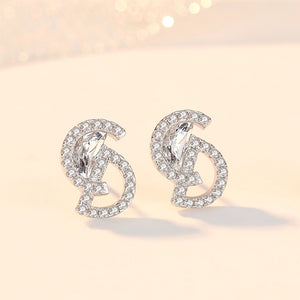 925 Sterling Silver Simple Creative Alphabet CD Stud Earrings with Cubic Zirconia