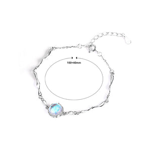 925 Sterling Silver Fashion Temperament Geometric Round Moonstone Bracelet