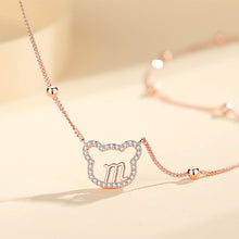 Load image into Gallery viewer, 925 Sterling Silver Plated Rose Gold Simple Cute Alphabet M Bear Pendant with Cubic Zirconia and Necklace