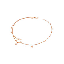 Load image into Gallery viewer, 925 Sterling Silver Plated Rose Gold Fashion Simple Moon Star Bracelet with Cubic Zirconia