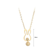 Load image into Gallery viewer, Fashion Cute Plated Gold 316L Stainless Steel Hollow Rabbit Ball Bead Pendant with Necklace
