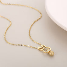 Load image into Gallery viewer, Fashion Cute Plated Gold 316L Stainless Steel Hollow Rabbit Ball Bead Pendant with Necklace