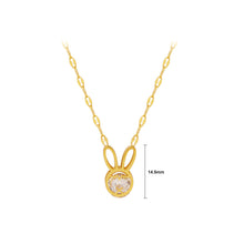Load image into Gallery viewer, Simple and Lovely Plated Gold 316L Stainless Steel Rabbit Pendant with Cubic Zirconia and Necklace