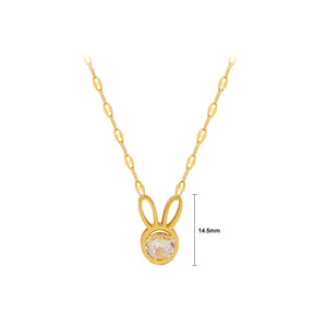 Simple and Lovely Plated Gold 316L Stainless Steel Rabbit Pendant with Cubic Zirconia and Necklace