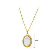 Load image into Gallery viewer, Fashion Simple Plated Gold 316L Stainless Steel Pattern Geometric Oval White Shell Pendant with Necklace