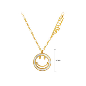 Simple and Cute Plated Gold 316L Stainless Steel Hollow Smile Geometric Pendant with Necklace
