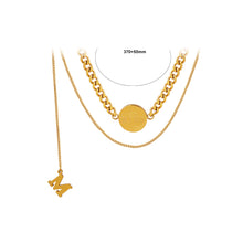 Load image into Gallery viewer, Fashion Temperament Plated Gold 316L Stainless Steel Miss Geometric Round Tassel Chain Double Layer Necklace