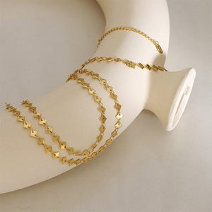 Fashion Simple Plated Gold 316L Stainless Steel Geometric Rhombus Anklet