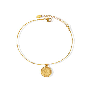 Fashion Elegant Plated Gold 316L Stainless Steel Queen Geometric Round Anklet