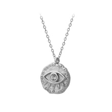 Load image into Gallery viewer, Fashion personalized 316L stainless steel devil&#39;s eye round pendant with cubic zirconia and necklace