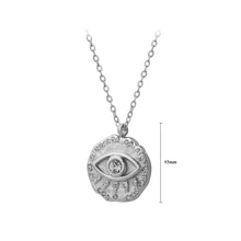 Load image into Gallery viewer, Fashion personalized 316L stainless steel devil&#39;s eye round pendant with cubic zirconia and necklace