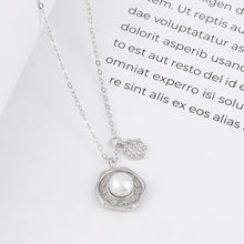 Load image into Gallery viewer, 925 Sterling Silver Fashion Simple Star-moon Disc Freshwater Pearl Pendant with Cubic Zirconia and Necklace