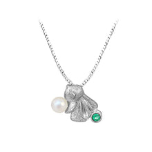 Load image into Gallery viewer, 925 Sterling Silver Simple Cute Rabbit Freshwater Pearl Pendant with Cubic Zirconia and Necklace