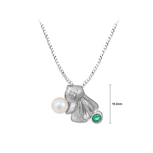 925 Sterling Silver Simple Cute Rabbit Freshwater Pearl Pendant with Cubic Zirconia and Necklace