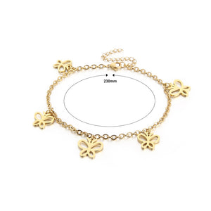 Fashion Temperament Plated Gold 316L Stainless Steel Hollow Butterfly Anklet