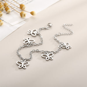 Fashion Temperament 316L Stainless Steel Hollow Butterfly Anklet