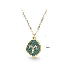 Load image into Gallery viewer, Fashion Temperament Plated Gold 316L Stainless Steel Twelve Constellation Aries Geometric Pendant with Cubic Zirconia and Necklace