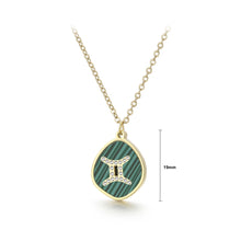 Load image into Gallery viewer, Fashion Temperament Plated Gold 316L Stainless Steel Twelve Constellation Gemini Geometric Pendant with Cubic Zirconia and Necklace