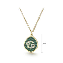 Load image into Gallery viewer, Fashion Temperament Plated Gold 316L Stainless Steel Twelve Constellations Cancer Geometric Pendant with Cubic Zirconia and Necklace