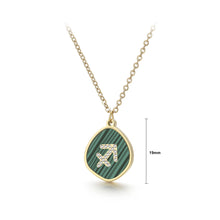Load image into Gallery viewer, Fashion Temperament Plated Gold 316L Stainless Steel Twelve Constellations Sagittarius Geometric Pendant with Cubic Zirconia and Necklace