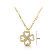 Load image into Gallery viewer, Fashion Simple Plated Gold 316L Stainless Steel Hollow Four-leafed Clover Pendant with Cubic Zirconia and Necklace