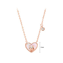 Load image into Gallery viewer, 925 Sterling Silver Plated Rose Gold Simple Cute Cat Heart Shaped Mother-of-pearl Pendant with Cubic Zirconia and Necklace