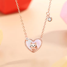 Load image into Gallery viewer, 925 Sterling Silver Plated Rose Gold Simple Cute Cat Heart Shaped Mother-of-pearl Pendant with Cubic Zirconia and Necklace