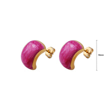Load image into Gallery viewer, Simple Fashion Plated Gold Enamel Rose Red Geometric Stud Earrings