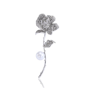 Fashion Brilliant Rose Imitation Pearl Brooch with Cubic Zirconia