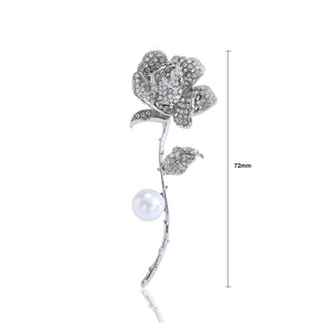Fashion Brilliant Rose Imitation Pearl Brooch with Cubic Zirconia