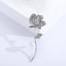 Load image into Gallery viewer, Fashion Brilliant Rose Imitation Pearl Brooch with Cubic Zirconia