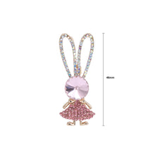 Load image into Gallery viewer, Sweet Cute Plated Gold Rabbit Brooch with Pink Cubic Zirconia