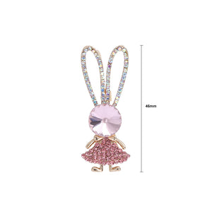 Sweet Cute Plated Gold Rabbit Brooch with Pink Cubic Zirconia