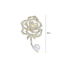 Load image into Gallery viewer, Fashion Temperament Plated Gold Hollow Rose Imitation Pearl Brooch with Cubic Zirconia